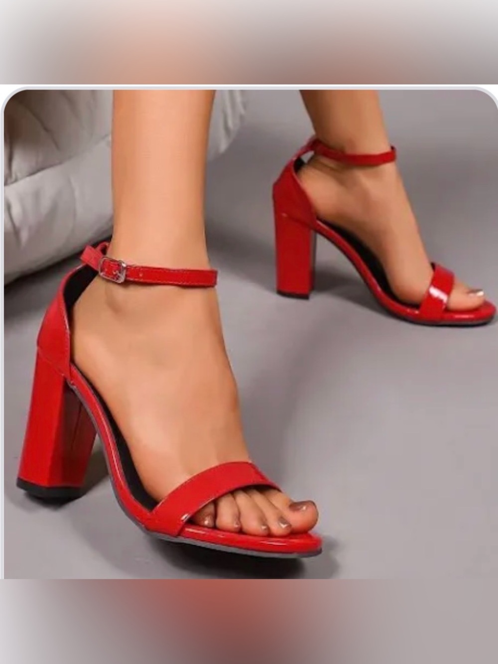 Madden Girl Red Ankle-Strap Block Heel Sandals - 7